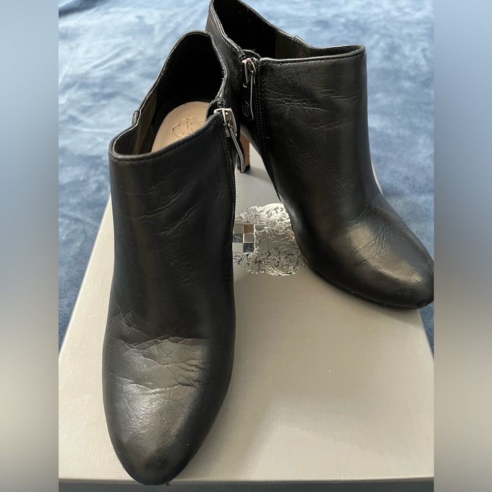 Vince Camuto black leather booties